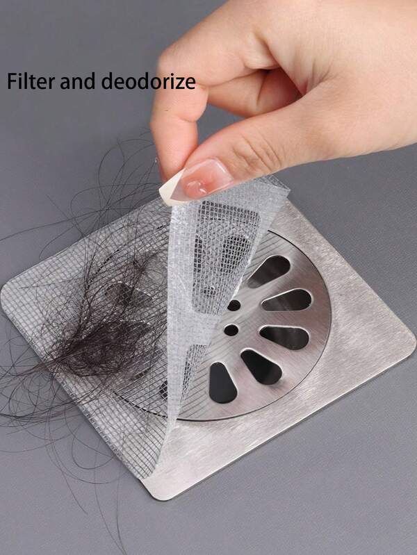10pcs/20pcs Disposable Self-Adhesive Drain Cover, Anti-Clogging, Anti-Insect, Anti-Hair Drain Filter For Bathroom, Kitchen Sink
