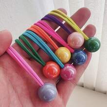 14 Stücke/Set Mädchen Candy Farbe Perlen Haargummis, Mehrfarbige Haarscrunchies für den täglichen Gebrauch (Zufällige Farbe) (Ohne Karte)