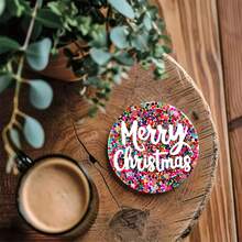 6 buc/set sau 420 buc/70 seturi suporturi pentru băuturi cu imprimeu de Moș Crăciun și paiete, suporturi rotunde absorbante din cauciuc, cu fund moale din cauciuc gros de 10 cm/2 mm, suport din cauciuc moale, suporturi decorative, potrivite pentru căni, decor pentru masă de bucătărie, decor pentru bucătărie, decor pentru masă