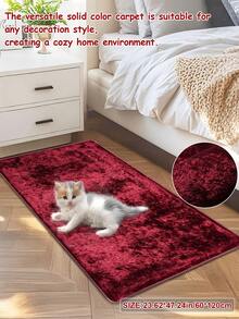 1 pieza Alfombra nueva de tela de terciopelo para sala de estar/dormitorio, de color burdeos brillante y esponjosa, de estilo nórdico de moda lujoso y suave, decorativa para interiores, con sensación cómoda para los pies, que crea una atmósfera acogedora en el hogar, adecuada para la decoración de Halloween y fiestas, fácil de cuidar, aplicable para todas las estaciones - Burdeos - Ver 18