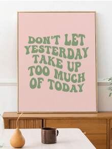 1 pieza Cuadro de arte de pared positivo Impresiones de lienzo verde salvia Pinturas Carteles de tipografía Decoración estética retro para dormitorio, sala de estar u oficina, decoración de apartamento sin marco