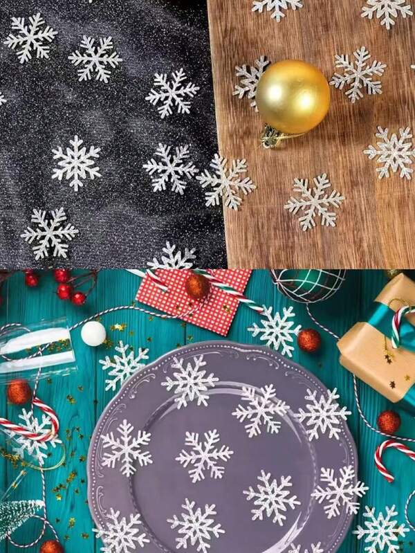 100 قطعة من الترتر بشكل رقائق الثلج - مثالية لحفلات الشتاء وديكورات طاولات عيد الميلاد، ديكورات عيد الميلاد، بريق عيد الميلاد، لوازم حفلات العطلات، احتفالات موسمية، رقائق ثلج للعطلات، مقطوعة بدقة، ديكورات خفيفة الوزن، تزيينات الحفلات، ديكورات المنزل، أعمال حرفية DIY، ديكور الغرفة