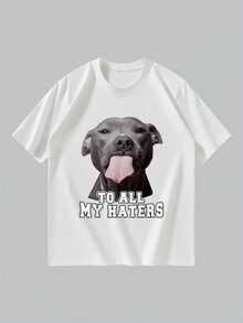 Maglietta da uomo con stampa di cani, casual, a maniche corte, girocollo, in misto cotone, abbigliamento da esterno per adulti, donne, adolescenti e giovani