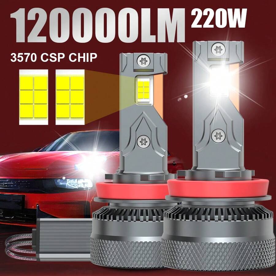 JINGMA 2pcs Plug And Play Headlights For Cars H7/H18/H4/9005/H1/H4/9003/HB2/H11/9006/H1, 120000LM, 6500K, 220W, Durable Car Parts, Efficient Heat Dissipation, 12V - /H9/H11/H16 - 查看 1