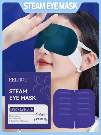 EELHOE 1 Box Of 5 Lutein Steam Eye Masks, Soothing Steam Eye Masks, Soothing Eye Fatigue, Sleep Shading Eye Patches, Dry Eye Patches, Steam Eye Masks, Gentle Formula To Meet Daily Eye Comfort Needs, Easy To Carry And Use During Travel, Disposable To Ensure Hygiene And Freshness