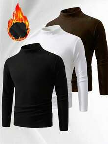 Men's Paris Pattern Black Simple And Versatile Half Turtleneck Base Layer. Skin-Friendly Fabric, Soft Base Layer. Suitable For Giving To Boyfriends Or Husbands.