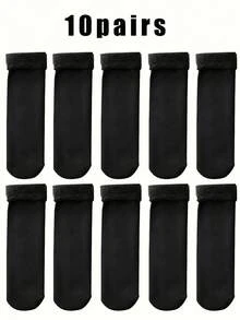 4/10 pares de calcetines gruesos y cálidos unisex, calcetines de invierno unisex de media caña forrados de lana, calcetines cálidos de unicolor unisex para hombres y mujeres. Hechos de material cómodo, lavables a máquina, adecuados para diversas ocasiones.