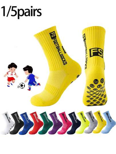 1/5 pares de calcetines deportivos para niños, calcetines de fútbol, calcetines antideslizantes, calcetines hasta la rodilla, calcetines hasta el tobillo, calcetines de compresión, calcetines de baloncesto, para niños