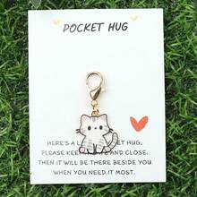 1pc/7pcs Mini Cute Kitten Pendant Keychain Cartoon Cute Cat Image With Love Pocket Card 'Give You A Little Hug' Suitable For Birthday Party, Wedding, Valentine's Day, New Year Party And Other Occasions Bag Accessories Lanyards With Id Holder Car Accessories Bag Charms - Multicolor - View 10