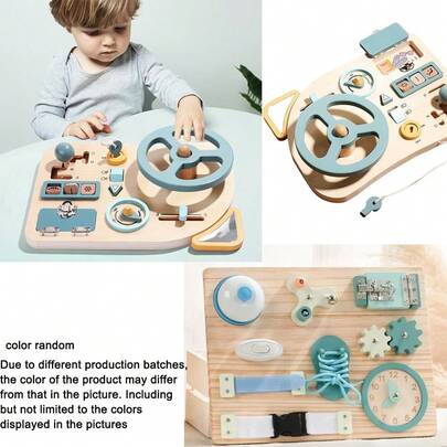 Mamimami Home Busy Board, Children's Steering Wheel, Montessori Toy, Steering Wheel Activity Board With Switch Controller, Wooden Steering Wheel Toy, Classroom Intelligence Development, Cognitive Sensitivity, Wooden Baby Toy, Steering Wheel, Numbers And Letters Game, Busy Board - Great Gift For Babies For Halloween, Christmas And New Year