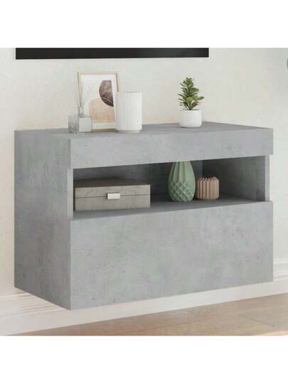 VidaXL TV Wand Unit LED Lighting 60x30x40 Cm Concrete Grijs