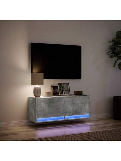 VidaXL TV Wand Unit LED Lighting 100x31x35 Cm Concrete Grijs view 5