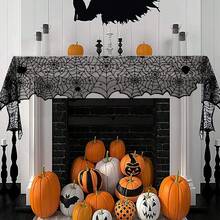 Halloween Table Runner - Black Lace Spider Web Table Runners For Halloween Decor,Vivid Polyester Spider Web Table Runner For Halloween Masquerade Party Dinner Table Decoration 18 X 72 Inch