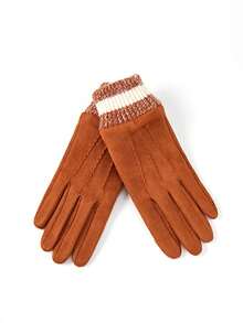 Warm Fleece-Lined Suede Touchscreen Gloves, Anti-Slip Cycling Gloves, Autumn/Winter