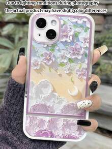 1pc Minimalist Purple Floral Painting Design Soft Phone Case, Compatible With IPhone 16/16 Plus/16 Pro/16 Pro Max/15/15 Plus/15 Pro/15 Pro Max/14 Pro Max/14 Pro/14 Plus/14/13 Pro Max/13 Pro/13/13 Mini/SE3/7/8/SE2/12 Pro Max/12 Pro/12/12 Mini/11 Pro Max/11 Pro/11/XR/XS Max/X/XS/7p/8p, Y9S/Honor 9X/Honor 9X Pro, Nord N20 5G, Poco M3 Pro/Poco M4 Pro 5G/POCO X4 GT/Poco F3/12T, 2D Design - Purple - View 2