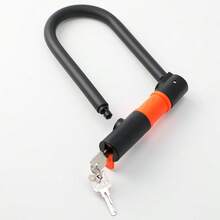 重型自行车 U 型锁带缆绳 - 防盗安全锁适用于山地车和公路车，黑色硅胶/锌合金设计，手动控制，耐用防水，自行车锁，自行车存放处，时尚自行车配件，防水材料 - 黑色 - 查看 8