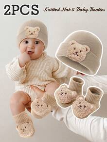 2 Pcs Baby Bear Knit Hat And Socks Set, Soft And Warm For Boys And Girls Fall And Winter Everyday Use - Multicolor - View 17