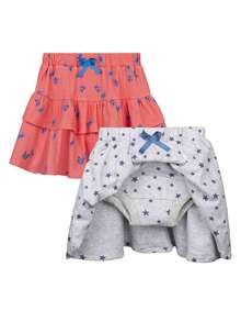 2-Pack Girls'Potty Training Skirt Pants – Built-In 6-Layer Absorbent Underwear, Soft Ruffled Design, Washable & Comfortable For Toddlers - Red - View 6