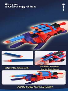 1PC Spider Hero Web Shooter Glove Launcher Soft Darts Suction Cup Role Play Toy Gift Party Favor Red Blue