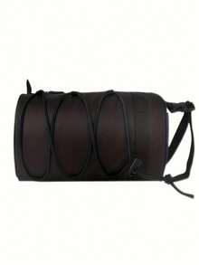 Bolsa de guidão de bicicleta ajustável de grande capacidade - Bolsa de estrutura frontal multicompartimentada preta com sistema de fixação elástica, design cilíndrico moderno, adequada para itens essenciais de ciclismo e armazenamento portátil, bolsa de bicicleta, fecho de zíper