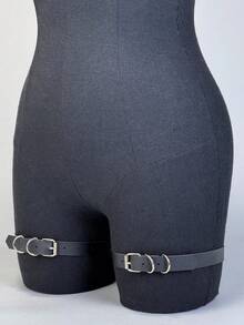 2pcs Women Sexy PU Leather Strap Fashion Gothic Style Thigh Garter Belt Decorative Suspender Thigh Straps Lingerie Stockings