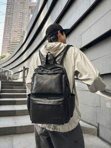 Business, Fashion, Casual, Autumn/Winter, New, Punk, Versatile, Minimalist, Retro, Daily Commute, Work, Business Trip, Outfit, Sports, School, Motorcycle, Riding, Party, Date, Travel, Vacation, Hiking, Camping, PU, Soft Leather, Backpack