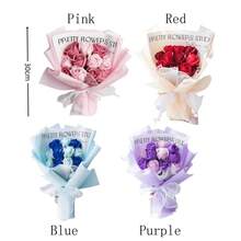 1 conjunto/11 peças - 4 peças Buquês de Flores Artificiais contêm 11 Flores Artificiais, Papel de Embrulho de Flores e Flores de Sabão Fadas de 33cm x 22cm, que são adequadas para presentes de aniversário ou aniversário para mães, namoradas, amigas, presentes do Dia de Natal/Dia das Mães, Dia dos Namorados, lembranças de casamento, decoração de mesa de festa de feriado e presentes de aniversário ou festa para mulheres.