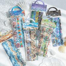 Zestaw 10 naklejek z motywem roślin oceanicznych w stylu vintage, długie paski z różnych materiałów do scrapbookingu, prowadzenia dziennika i majsterkowania - Wielokolorowe - Zobacz 3