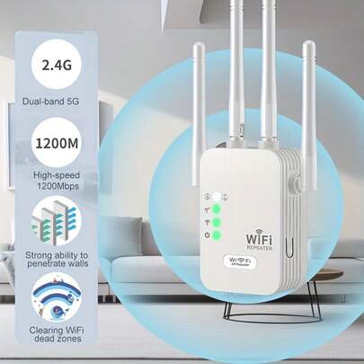300Mbps/1200Mbps WiFi Extender With 2.4G/5G Dual Band, 10000 Sq Ft Coverage, High-Quality Signal Amplifier & Outdoor Relayer, Interference-Free, Ideal For Home & Office, Perfect Gift For Christmas, Halloween, Or Son'S Birthday, Wifi Extender