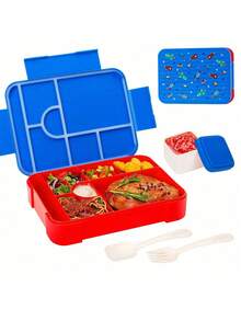 1 cutie Bento sigilată portabilă, cutie pentru fructe, cutie pentru salată, cutie de prânz pentru cuptorul cu microunde pentru serviciu, cutie de prânz la pachet, cutie de prânz de mare capacitate cu furculiță și lingură, cutie pătrată divizată pentru legume