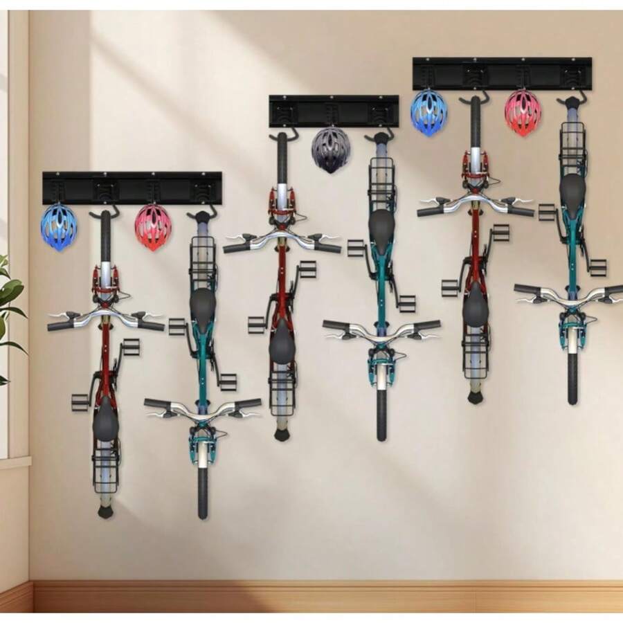 Heavy Duty Storage Rack With Hooks Wall Mounted Rack  Bike Rack For Bicycles Vertical Bike Storage Rack, Space Saving Garage Wall Hanger, Indoor Bicycle Holder For Road & Mountain Bikes - 6 Bikes - View 1