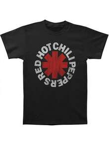 Red Hot Chili Peppers Vintage Distressed Asterisk T-Shirt Pure Cotton T-Shirt - 黑色 - 查看 1