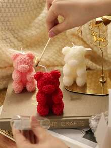 1 pieza Vela aromática de oso de rosa hecha a mano DIY, decoración creativa para el dormitorio. Vela aromática para el Día de San Valentín, regalo de Navidad con diseños de renos y copos de nieve.