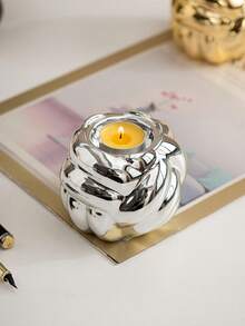 1pc Ceramic Christmas Candlestick, Candle Holder, Suitable For Gifts, Parties, Holidays, Home, Hotel, Restaurant Decor