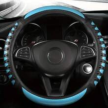 1 Stück Lenkradabdeckung mit Carbonfaser-Muster aus PU-Leder - stilvolles Design, strapazierfähiger Innenring-Griff, ganzjähriger Komfort für die meisten Autos, universelle Passform | Elegantes PU-Leder-Aussehen | strukturierter Griff