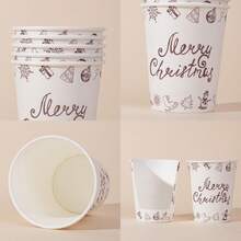 10pcs/20pcs/40pcs,Christmas Paper Cups Christmas Disposable Cup 9 Oz Xmas Hot Chocolate Tea Drinking Disposable Paper Cups For Xmas Holiday Party Supplies Decorations(White And Red) - Multicolor - View 4