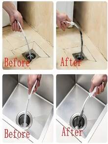 1支装柔性毛发排水管堵塞清除器，排水管和马桶清洁剂，水槽清洁刷，排水管清洁刷，堵塞清除工具，适用于水槽、厨房、浴室、浴缸，管道清洁工具，排水管疏通刷