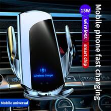 SZYSGSD [15W Fast Wireless Car Charger | Auto-Clamping Wireless Car Charger Phone Holder - Black & Silver, Suitable For Road Trips, Driving, One-Handed Operation, Car Accessories, Magnetic Wireless Charging] - Black - View 3