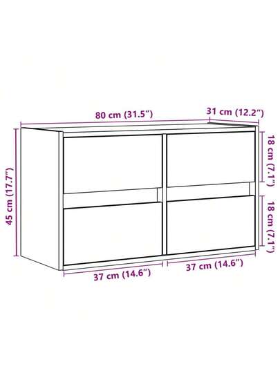 VidaXL TV Wand Unit LED Lighting 80x31x45 Cm Zwart view 2