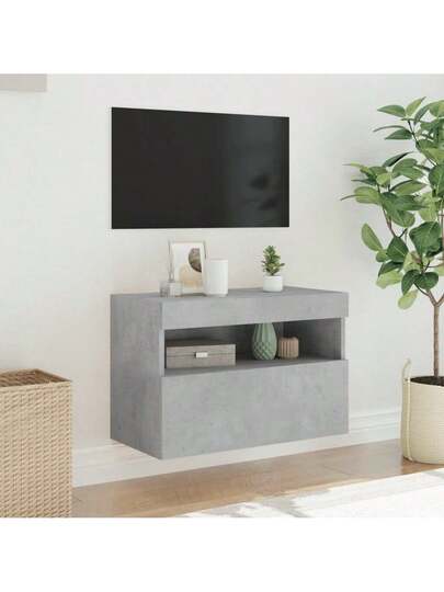 VidaXL TV Wand Unit LED Lighting 60x30x40 Cm Concrete Grijs view 5