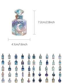 50pcs Moon Phase Bottle Stickers PET Material Notebook Laptop Phone Case Luggage Skateboard Helmet Guitar Decorative Stickers - Multicolor - View 2