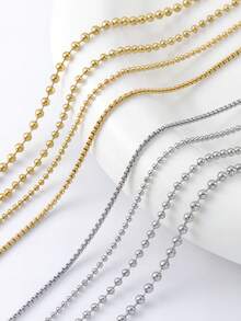 1-Meter 304 Stainless Steel Ball Bead Chain With Diameters Of 1.5/2.0/2.4mm, Square Pearl Chain, Vacuum Electroplated DIY Necklace, Jewelry And Jewelry Making Accessories - Round Bead Necklace and Square Pearl Necklace - View 6