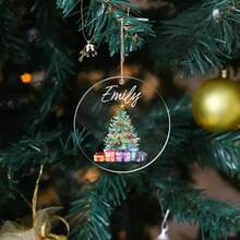 1 pièce Décoration de Noël personnalisée - Décoration d'arbre de Noël avec nom personnalisé, pendentif suspendu pour la saison des fêtes, convient pour le mariage, la Saint-Valentin, Thanksgiving - Décoration de fête multifonctionnelle, sans pile, cadeau idéal pour la famille, les amis et les occasions spéciales