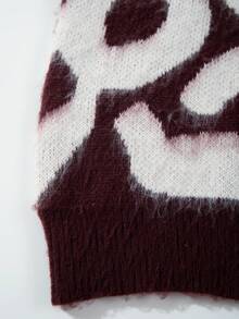 Men's Casual Loose Retro Street Style Colorblock Soft Fuzzy V-Neck Button-Up Cardigan Sweater, Autumn/Winter