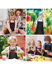 Adjustable Children's Apron With 2 Pockets, Suitable For Kids' Drawing, Cooking, And Crafts