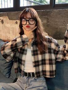 Women's Plaid Long Sleeve Casual Blouse, Spring,Long Sleeve Tops