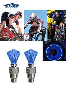GLANBERT 4 piezas Luz decorativa de cabeza de gema para válvula de neumático de coche, luz de ambiente para válvula de neumático de motocicleta y bicicleta