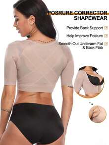 2025-Best SellerWomen Upper Arm Shaper Sleeves Posture Corrector Slimmer Tops Shapewear Faja De Compresion Para Mujer Talladora De Brazos Y Correctors Arm Shaper Sleeve-Wwl - 淺褐色的 - 查看 3