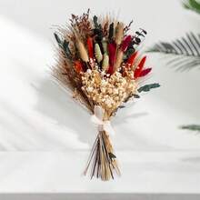 Dried Flower Bouquet Natural Pampas Grass with Baby's Breath for Home Party Table Vase Decor - Multicolor - Ver 4