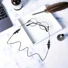 Exquisite Vintage Gothic Bat-Shaped Eyeglass Chain Necklace - Unisex Style With Intricate Metalwork, Secure Retainer Strap For Fashion & Reading Glasses, Ideal For Costume Parties & Gothic-Themed Events - màu đen - Xem 3